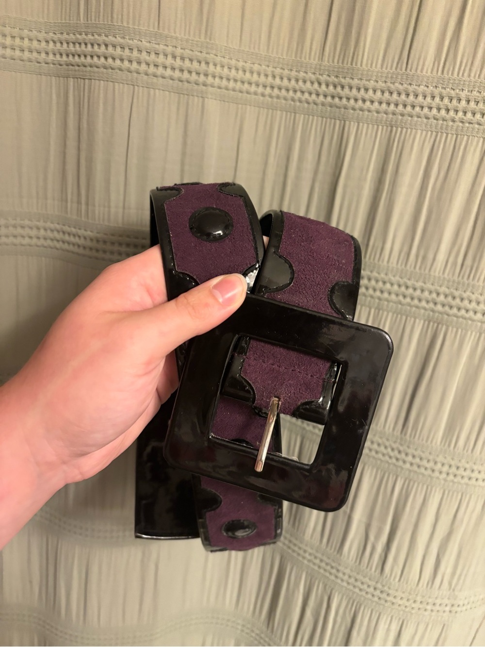 Purple & Black Polka Dot Belt - 43 inches long